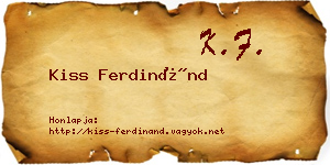 Kiss Ferdinánd névjegykártya