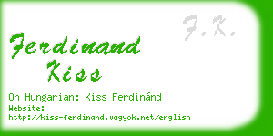 ferdinand kiss business card